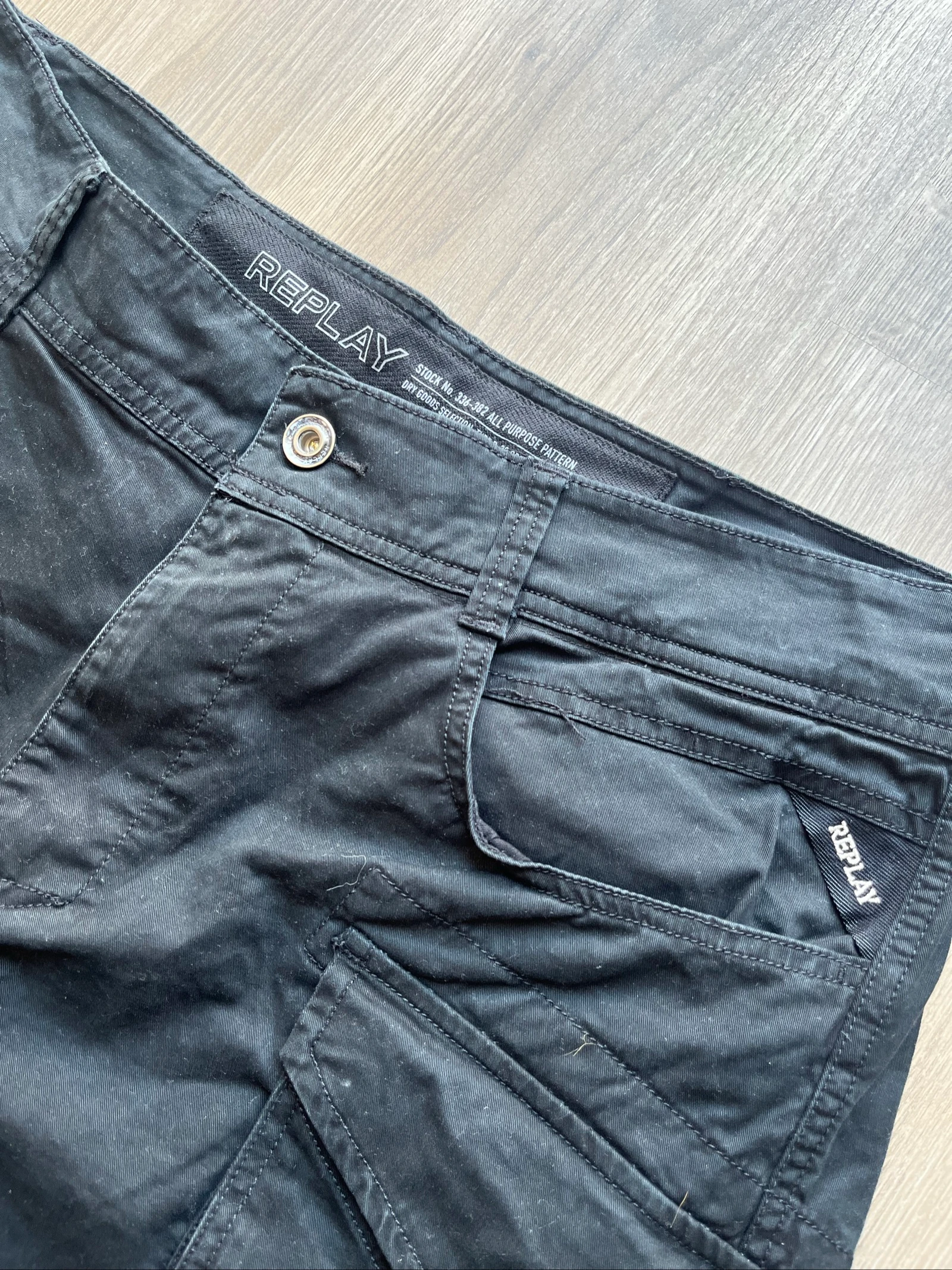 Replay Cargo Pants Black W33 Utility Tactical Workwear Vintage Streetwear – photo 4